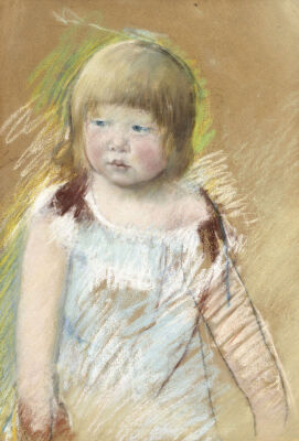 Child With Bangs In A Blue Dress