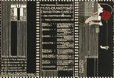 The White Cockade', Illustration For A Menu, 1911, Designed For Miss Cranston's White Cockade Tea Room And Restaurant, Glasgow