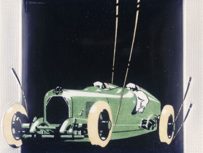 White Metal And Enamel Cigarette Case Depicting A Salmson Racing Car