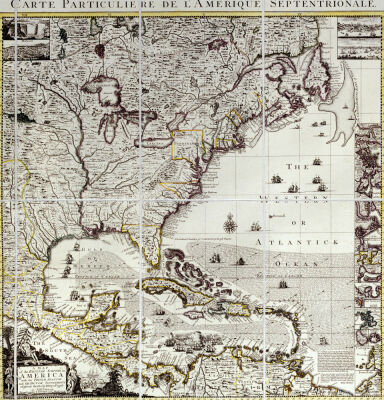 A Map Of The British Empire In America With Settlements, C. 1734.
