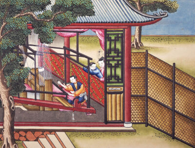 Weaving Silk On A Loom. From 'The Process Of Manufacturing Silk In 24 Stages'