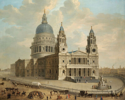 View Of St. Paul's Cathedral With Figures In The Foreground
