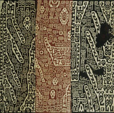 A Rare Huari Cotton Textile Resist-Dyed With Erratic Geometric Motifs