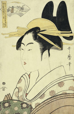 An Okubi-E Portrait Of A Courtesan Representing The Hagi Or Noji River