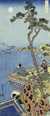 A Courtier On The Balcony Of A Chinese Pavilion Looking In The Distance On A Moonlit Night