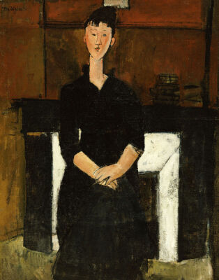 Woman Sat By A Fireplace, 1915