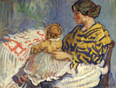 Mrs. B With Her Baby On Her Knees