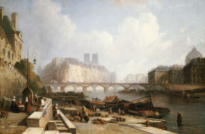 A View Of Ile De La Cite, Paris, From The Quai Du Louvre, 1836