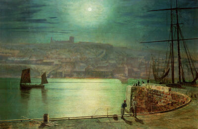 Whitby Harbour By Moonlight, 1870