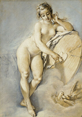 Venus Standing, Gesturing Towards A Heart On A Targe With Two Doves, 1754