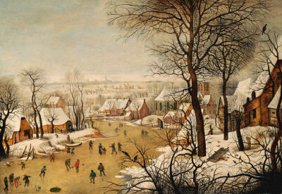 A Winter Landscape With Skaters And A Bird Trap