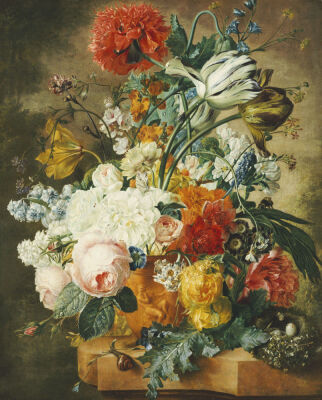 Tulips, An Opium Poppy, Hyacinths, Anemones, Auricolas, Convolvuli, A Peony And Other Flowers, 1782