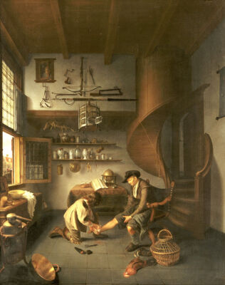 A Barber Surgeon Tending A Peasant's Foot, C. 1650