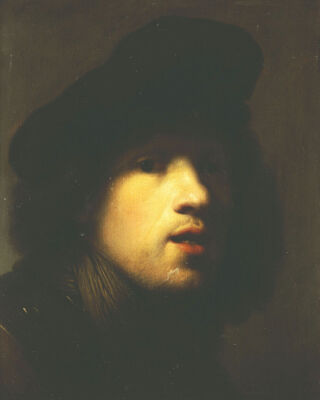Portrait Of The Artist, Head And Shoulders, In A Black Beret And A Gorget
