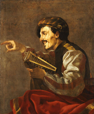 A Seated Lutanist Pointing