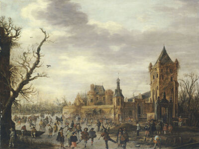 A View Of Kasteel Batestein Vianen, In Winter With A Gentleman