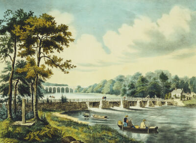 View On The Harlem River, N.Y., The Highbridge In The Distance, 1852
