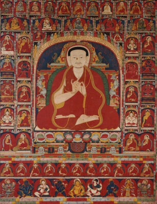 An Important Tibetan Thang.Ka Depicting Bkra.Shis.Dpal, Buddhas And Deities. Circa 1300