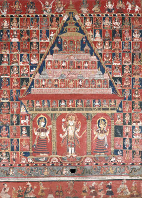 A Nepalese Paubha Depicting A Visnu Shrine, Dated 1716