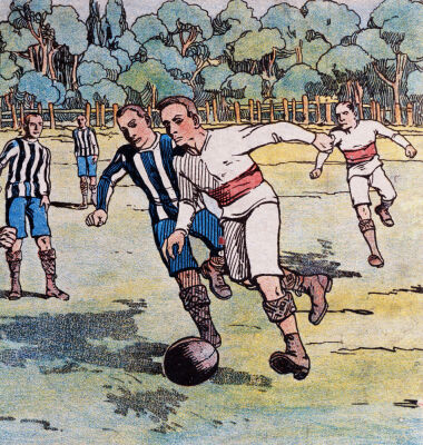 Detail From The Top Of A Footo-Ballo Boxed Table Football Game, Paris 1900