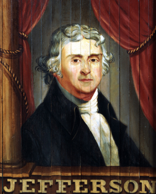 An Important Tavern Sign Depicting Thomas Jefferson And James Madison