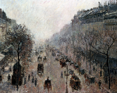 Boulevard Montmartre On A Sunny Foggy Morning