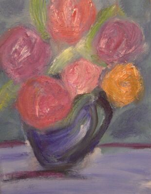 Flowers in a Blue Vase