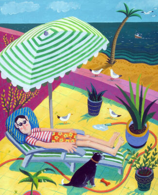 Green Stripey Parasol