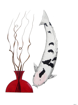 Koi Bekko ikebana red