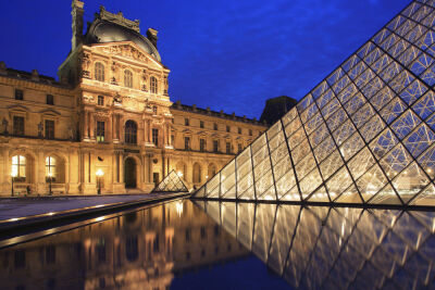 France Paris The Louvre at night
