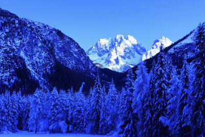 Italy Dolomites Cortina D' Ampezzo Cristallo snow scene