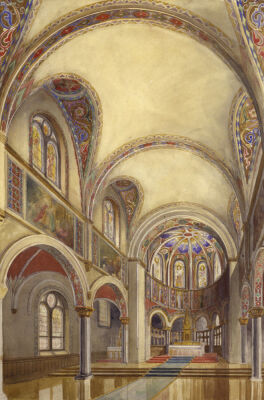 Historic Architectural Rendering of Church Interior