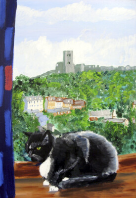 Frankie in Scarborough cat on the windowledge series number 1
