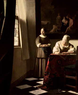 Lady writing a letter with her Maid, c.1670
