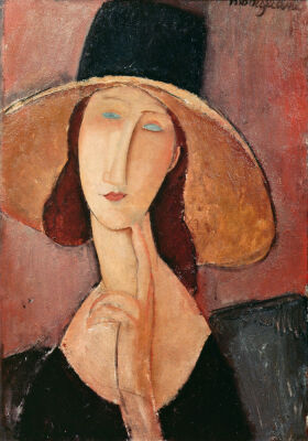 Portrait of Jeanne Hebuterne in a large hat, c.1918