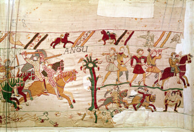 And the English flee, detail from the Bayeux Tapestry