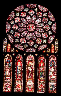 Rose and lancet windows from the north wall