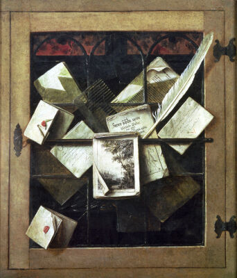 Trompe l'oeil with letters and notebooks 1665