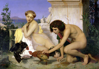Young Greeks Encouraging Cocks to Fight 1846