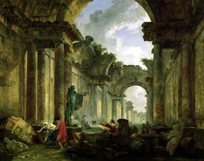 Imaginary View of the Grand Gallery of the Louvre in Ruins 1796