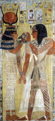 The Goddess Hathor placing the magic collar on Seti I