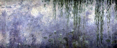 Waterlilies'' Morning with Weeping Willows