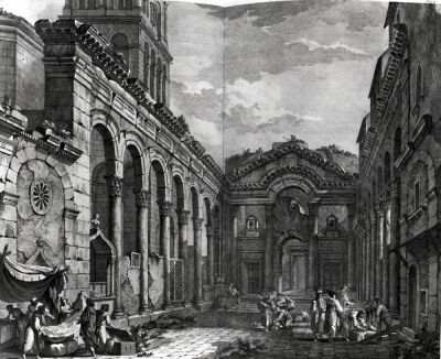 View of the peristyle of the palace of Diocletian Roman Emperor