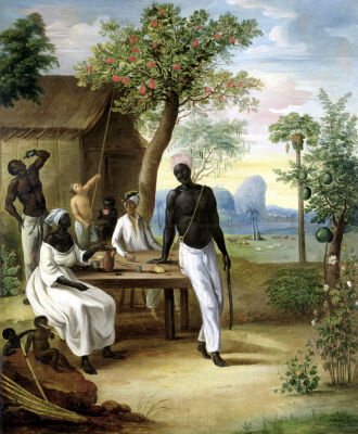 Black Slaves Seated Outside their House in Martinique 1775