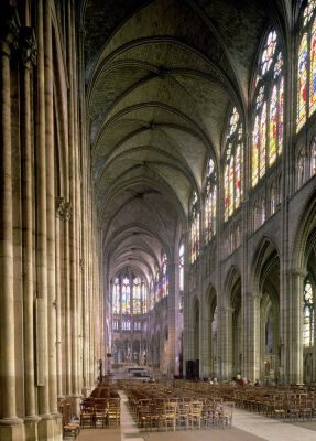 Interior view looking down the nave towards the east end