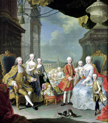 Francois III with his wife Marie-Therese and their children