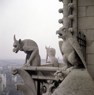 Gargoyles on the balustrade of the Grande Galerie