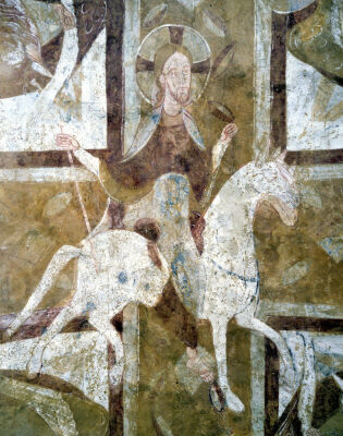Christ on a White Horse from the ceiling of the crypt