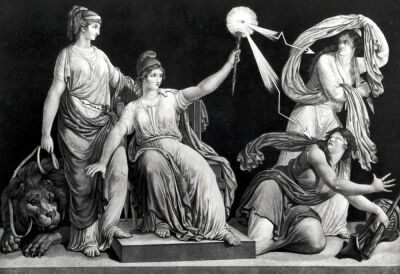 Liberty armed with the sceptre of reason striking down Ignorance and Fanaticism 1793