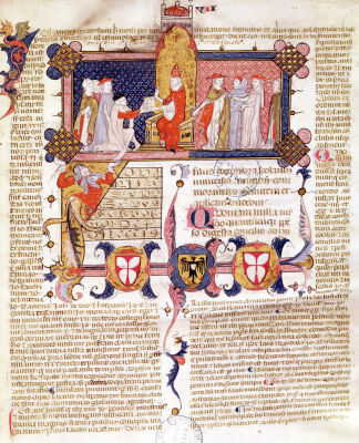 Jean Andre presenting his work to Pope Clement V